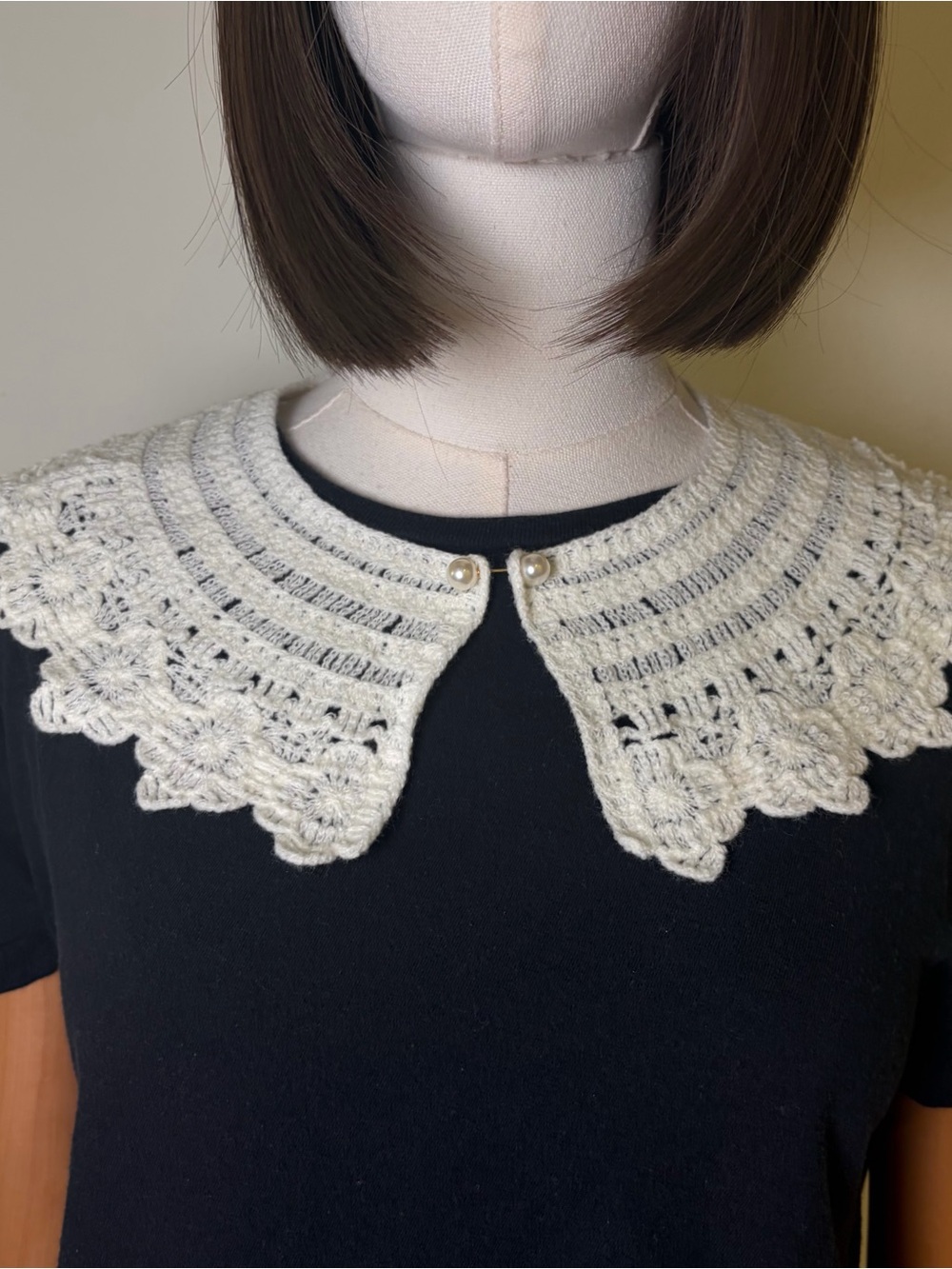 Vintage-Style Crochet Lace Detachable Collar - White